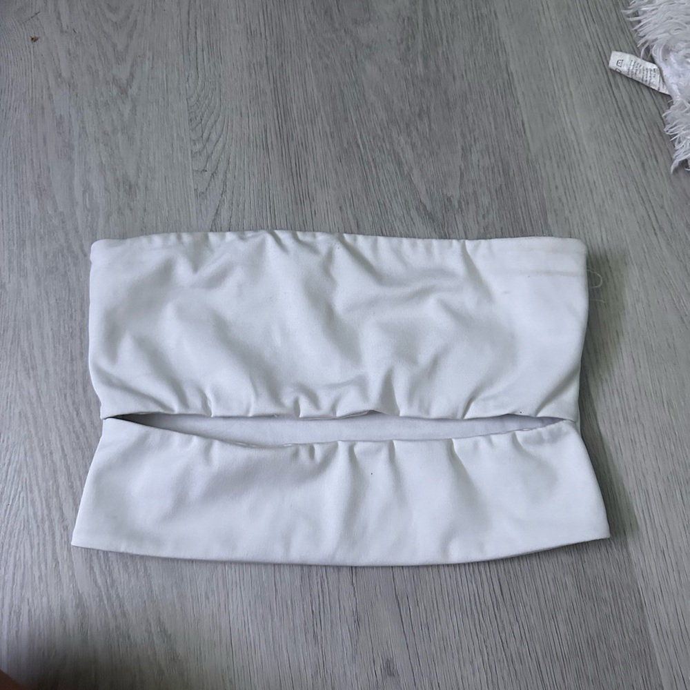 White edikted tube top with cut out